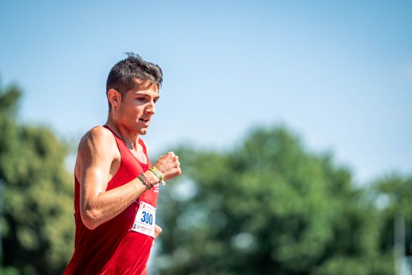 Soeren Sprehe (SC Melle 03) ueber 5000m am 03.07.2022 waehrend den NLV+BLV Leichtathletik-Landesmeisterschaften im Jahnstadion in Goettingen (Tag 1)